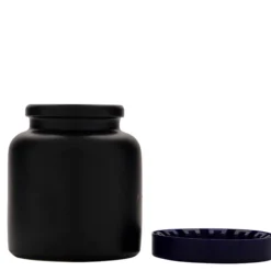 270 ml vaso in gres, ceramica, nero, bocca: coperchio a calotta