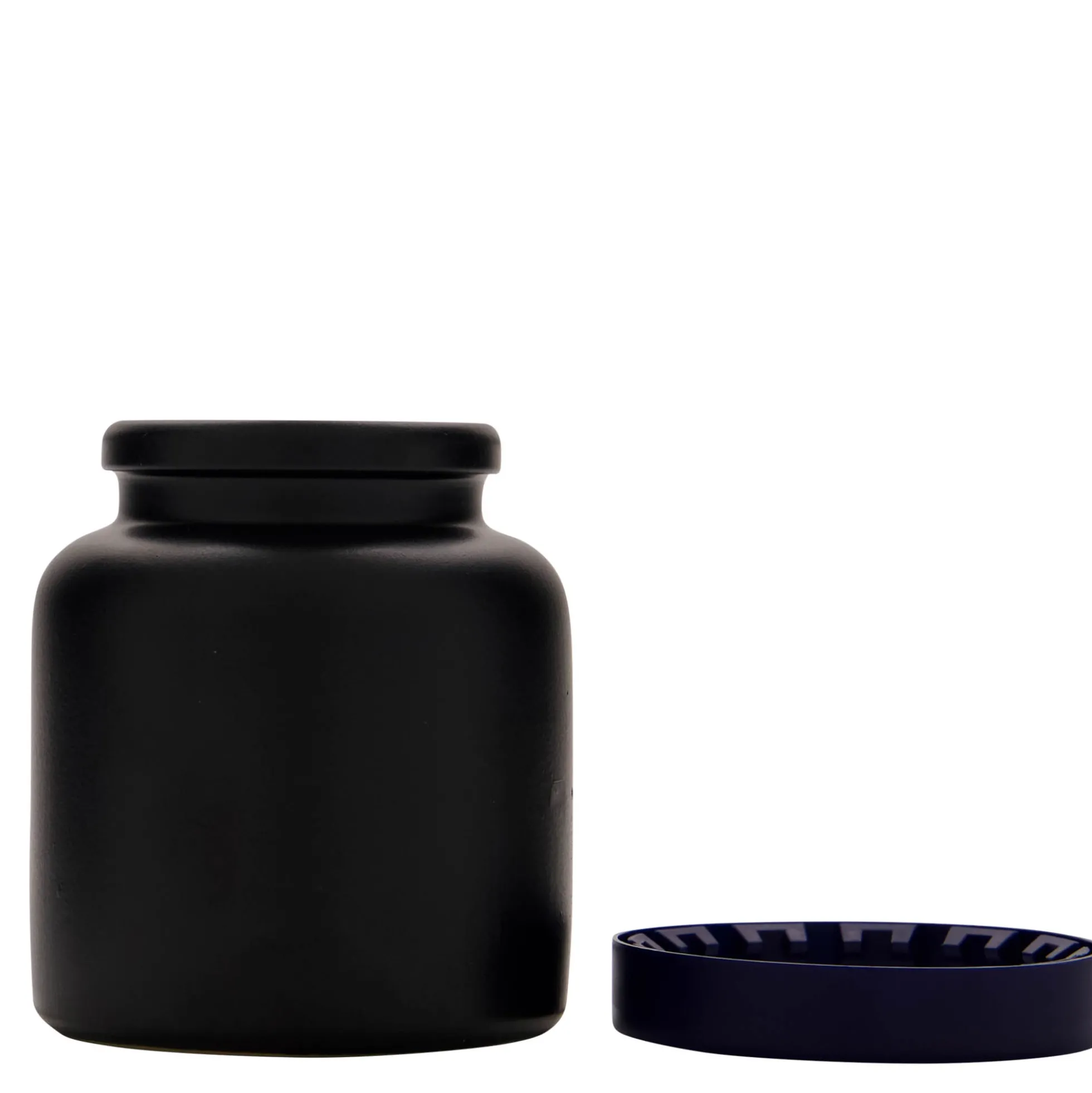 270 ml vaso in gres, ceramica, nero, bocca: coperchio a calotta