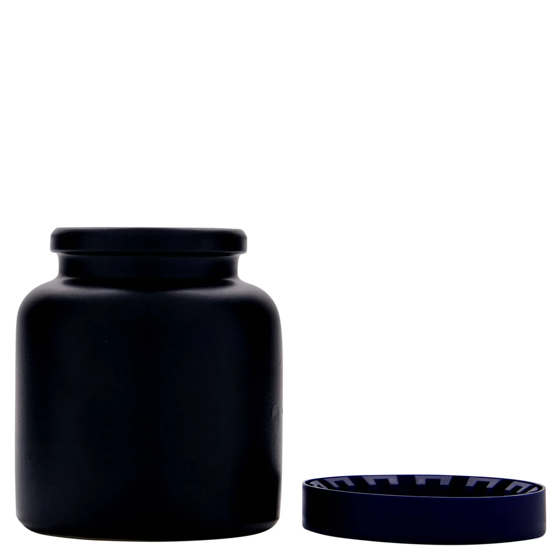 270 ml vaso in gres, ceramica, nero, bocca: coperchio a calotta