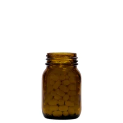 75 ml Vetro a collo largo, marrone, bocca: DIN 40