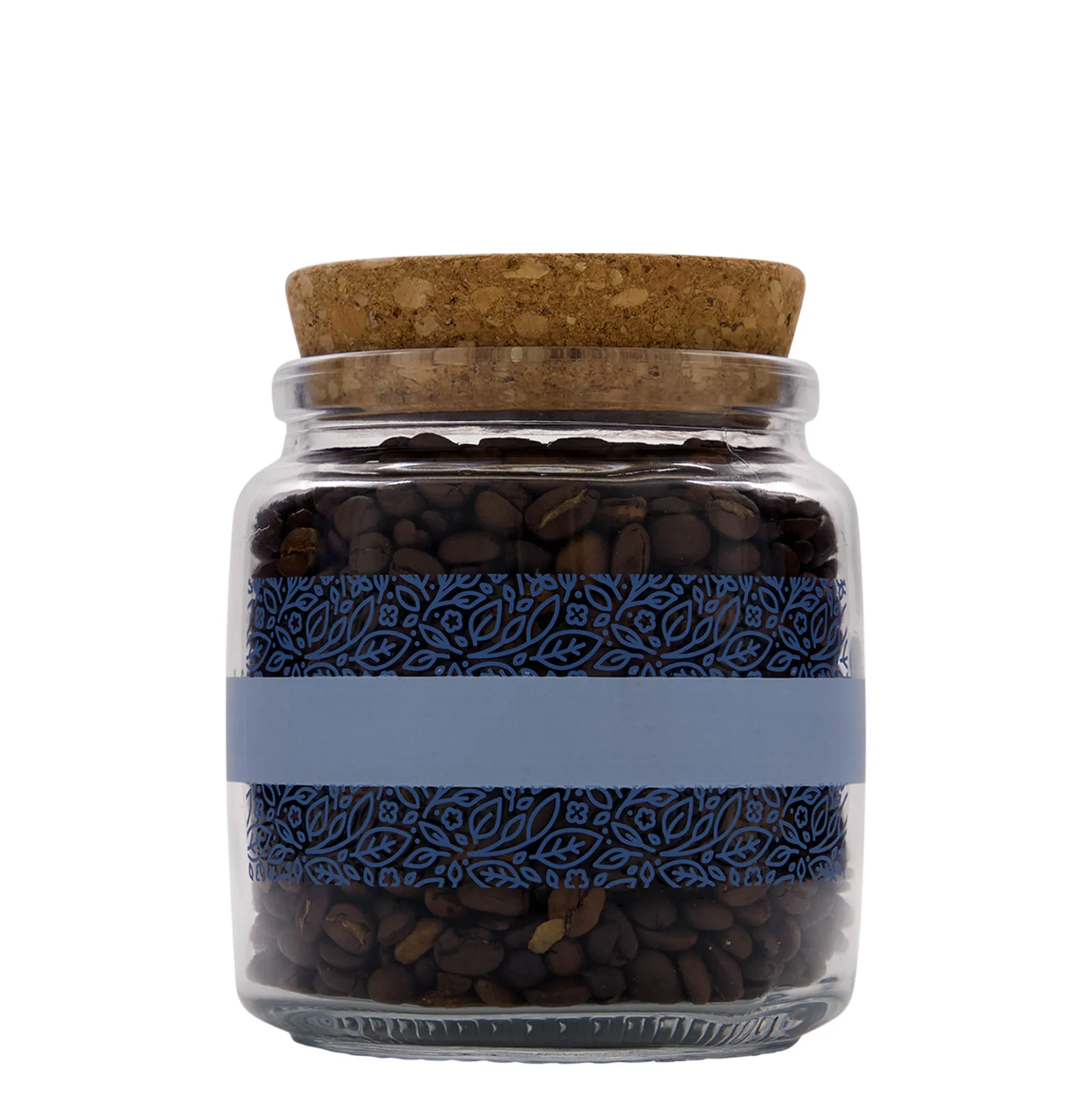 750 ml Vetro con tappo di sughero 'Giara', motivo: Naturalmente blu, bocca: sughero