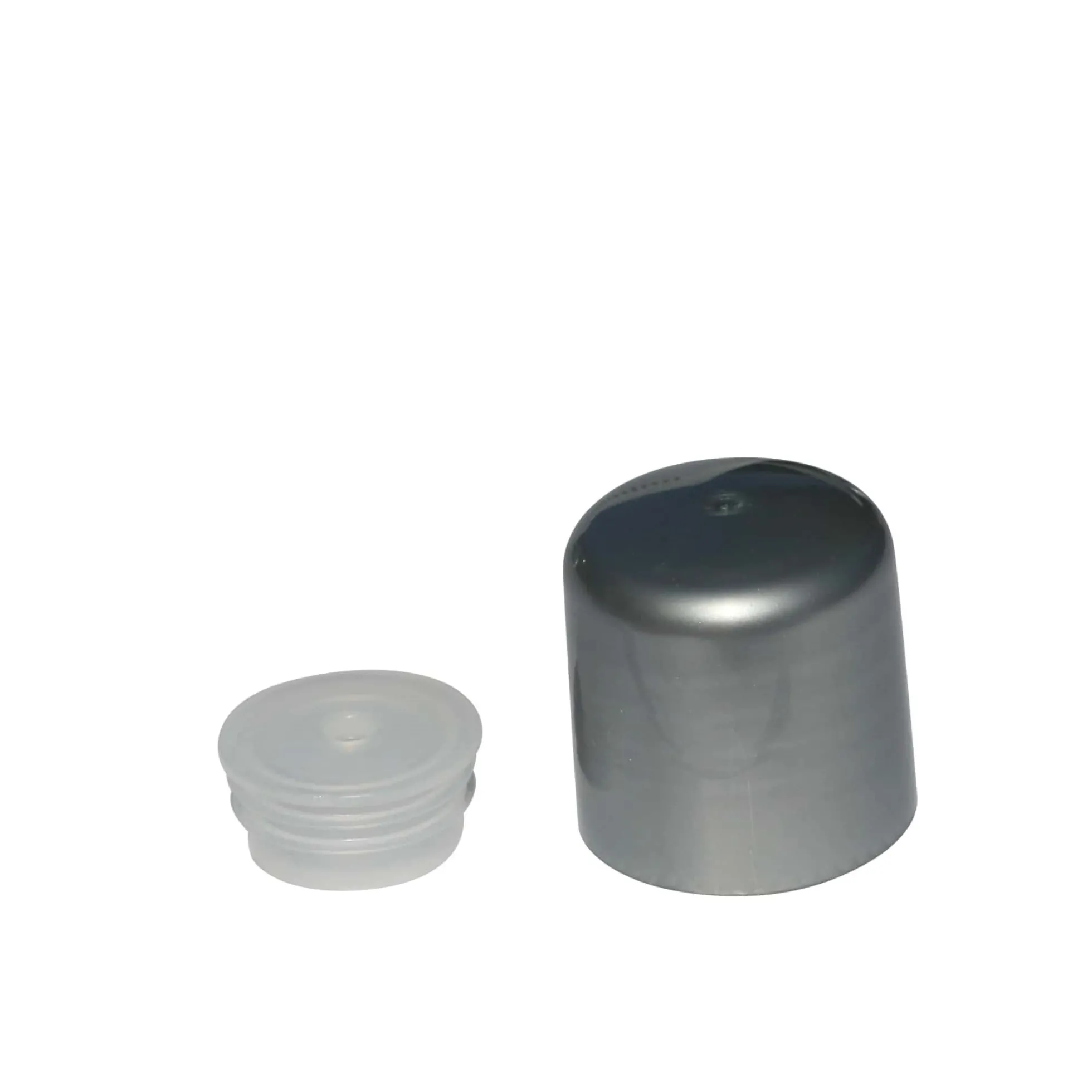 Tappo a vite con inserto per siringa, plastica PP, argento, per bocca: 24/410