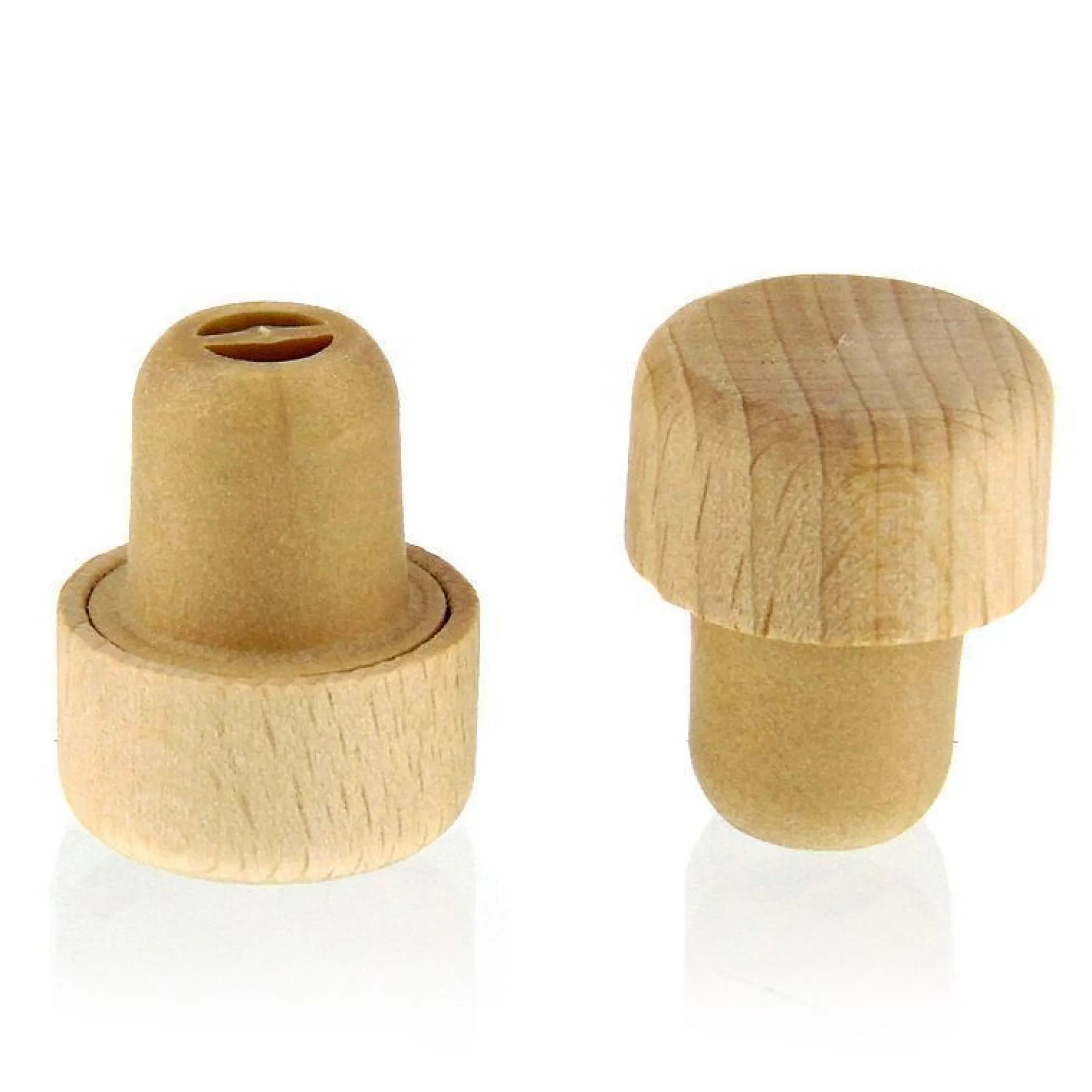 Tappo con impugnatura e apertura dosatrice 19 mm, legno/plastica, beige, per bocca: sughero