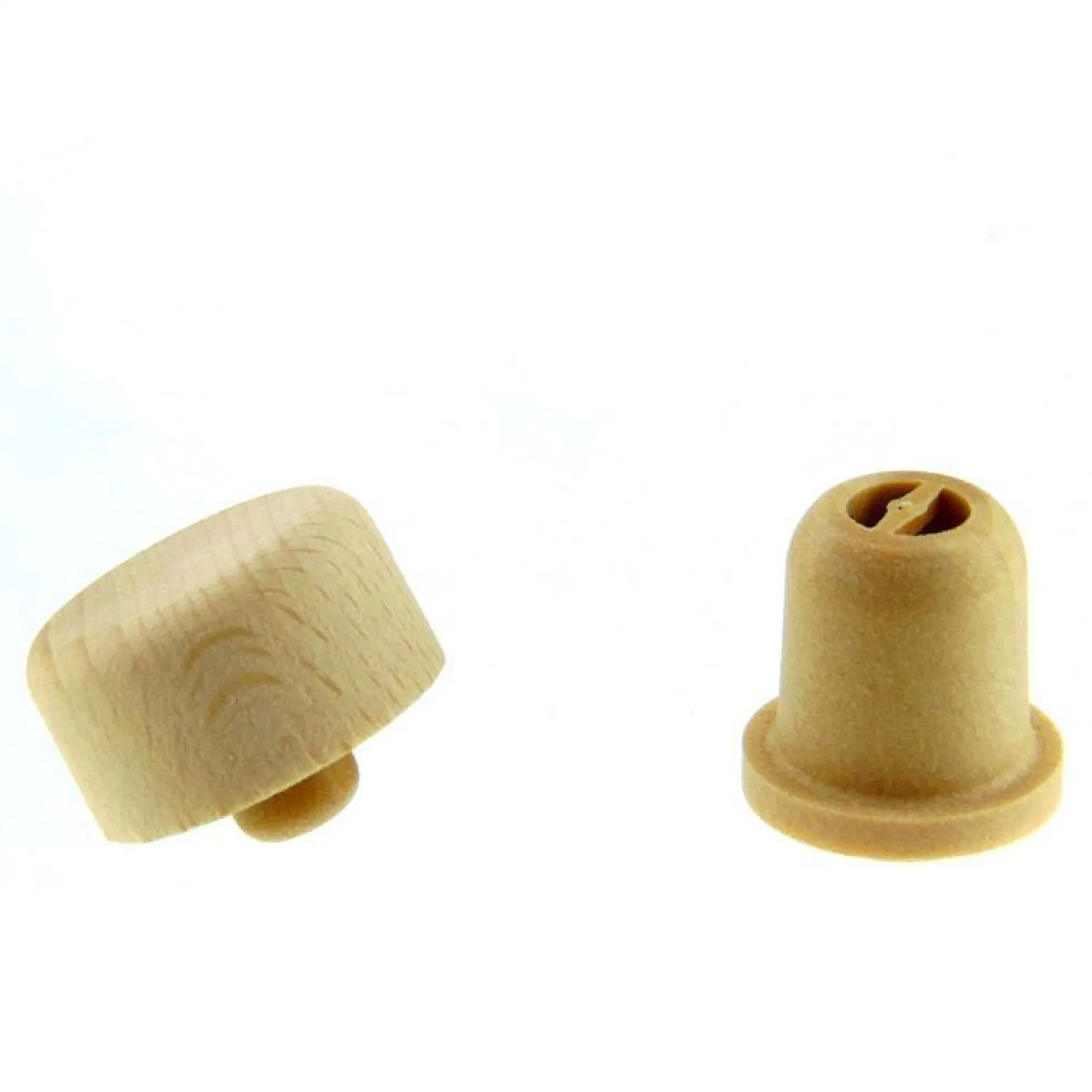 Tappo con impugnatura e apertura dosatrice 19 mm, legno/plastica, beige, per bocca: sughero