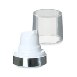 Testina airless Micro bordo argento + cappuccio a innesto lucido color naturale