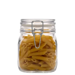 Vaso con chiusura a leva da 750 ml 'Fido', quadrato, bocca: chiusura a leva