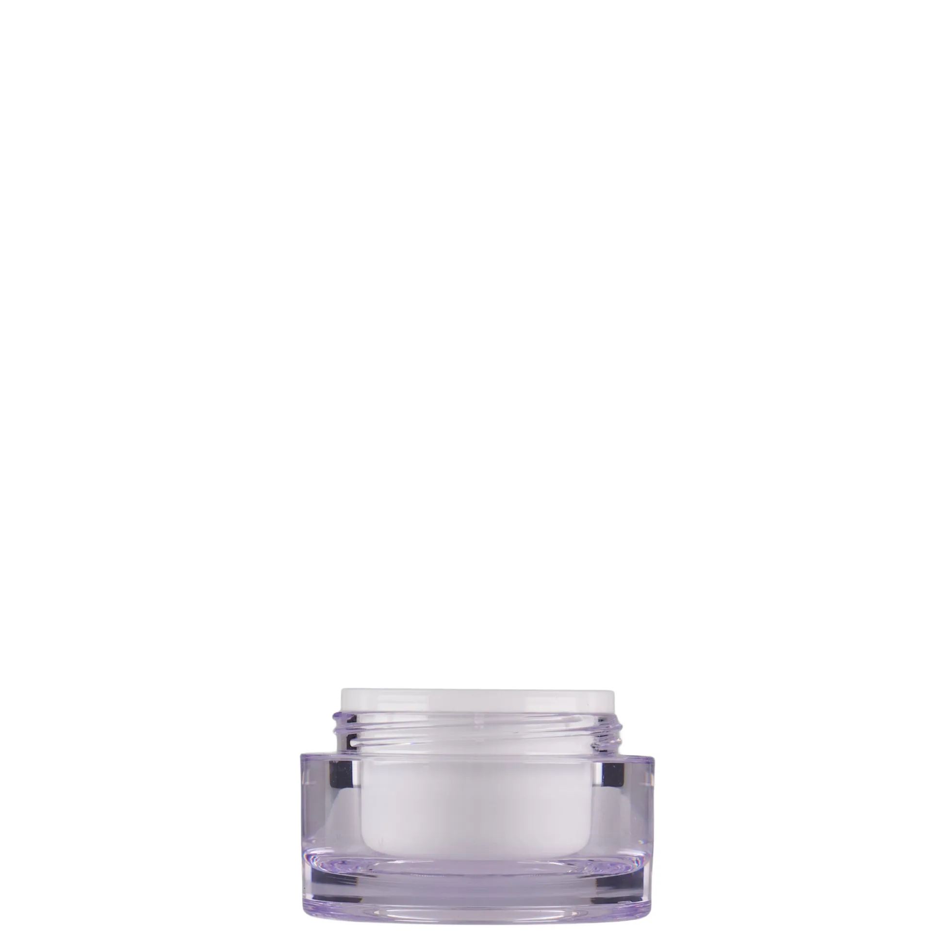 Vaso da 10 ml, plastica SAN, bianco, bocca: chiusura a vite