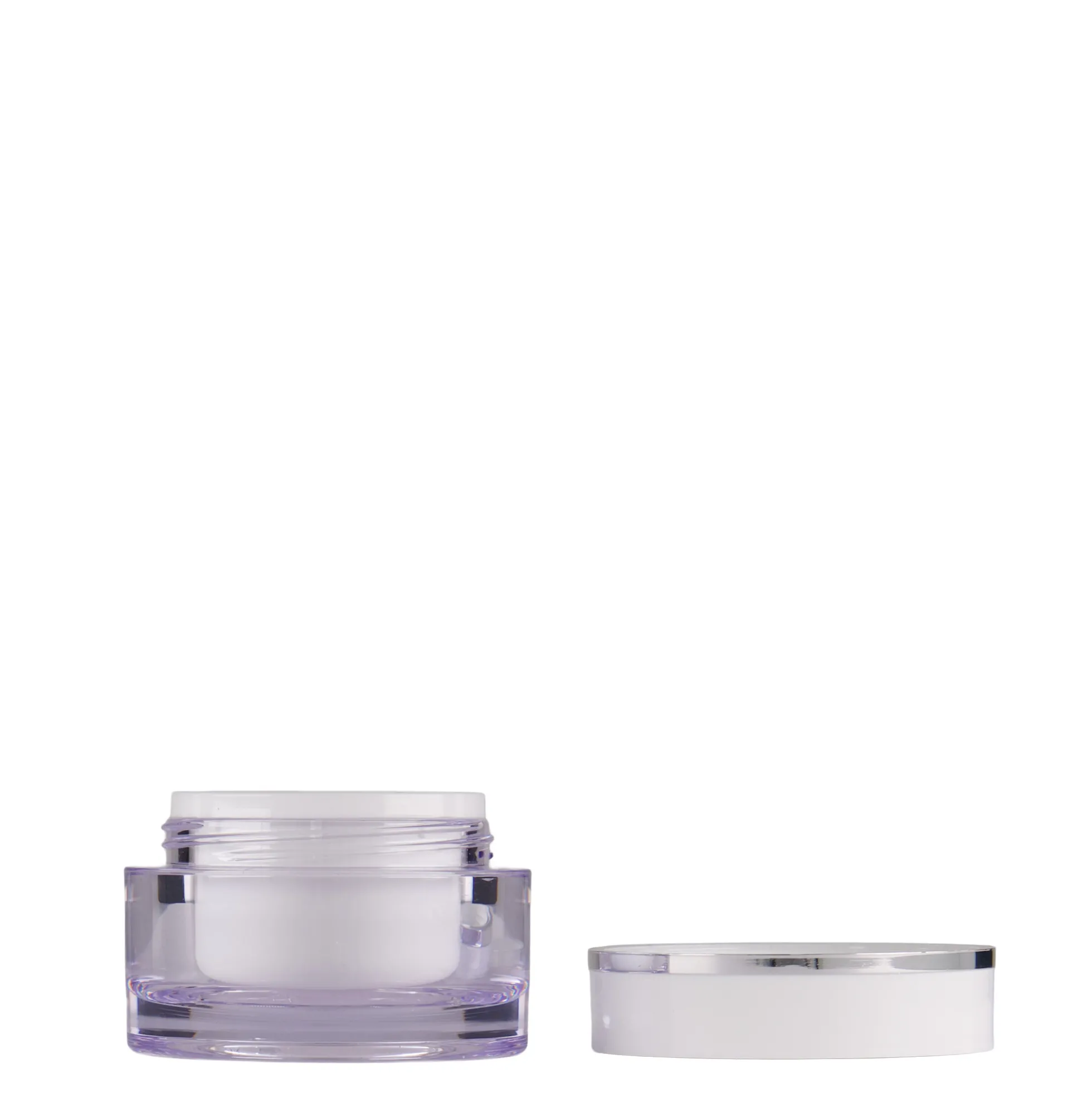 Vaso da 10 ml, plastica SAN, bianco, bocca: chiusura a vite