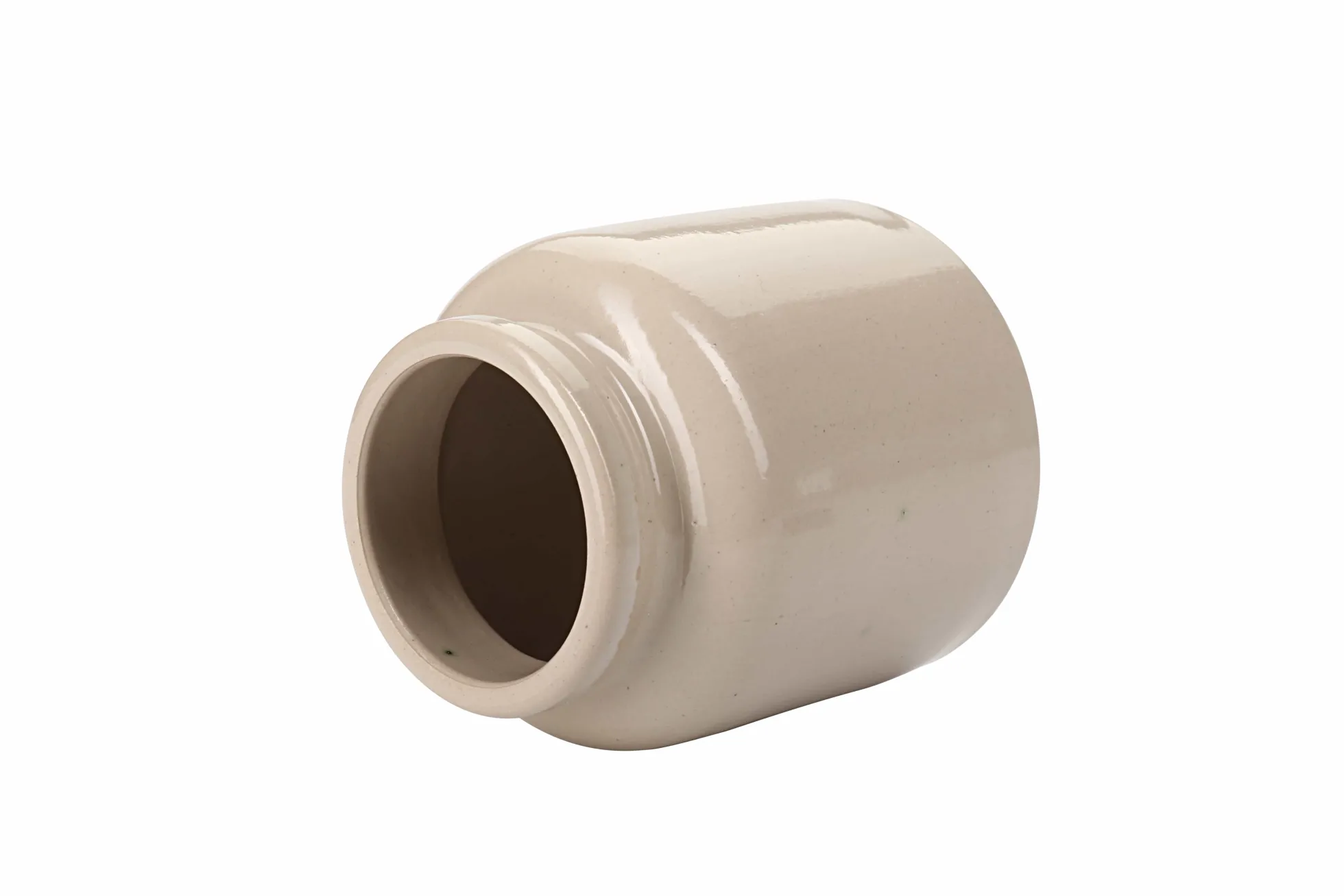 Vaso in gres da 270 ml, ceramica, beige, bocca: coperchio a calotta