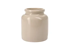 Vaso in gres da 270 ml, ceramica, beige, bocca: coperchio a calotta