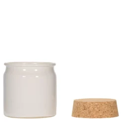 Vaso in gres da 160 ml, ceramica, bianco, bocca: sughero