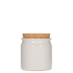Vaso in gres da 160 ml, ceramica, bianco, bocca: sughero