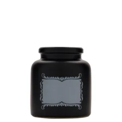Vaso in gres da 270 ml, motivo: campo etichetta, ceramica, nero, bocca: coperchio a calotta
