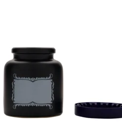 Vaso in gres da 270 ml, motivo: campo etichetta, ceramica, nero, bocca: coperchio a calotta