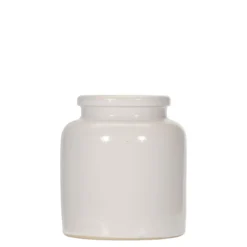 Vaso in gres porcellanato da 270 ml, ceramica, bianco, bocca: coperchio a calotta