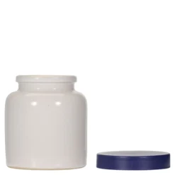 Vaso in gres porcellanato da 270 ml, ceramica, bianco, bocca: coperchio a calotta