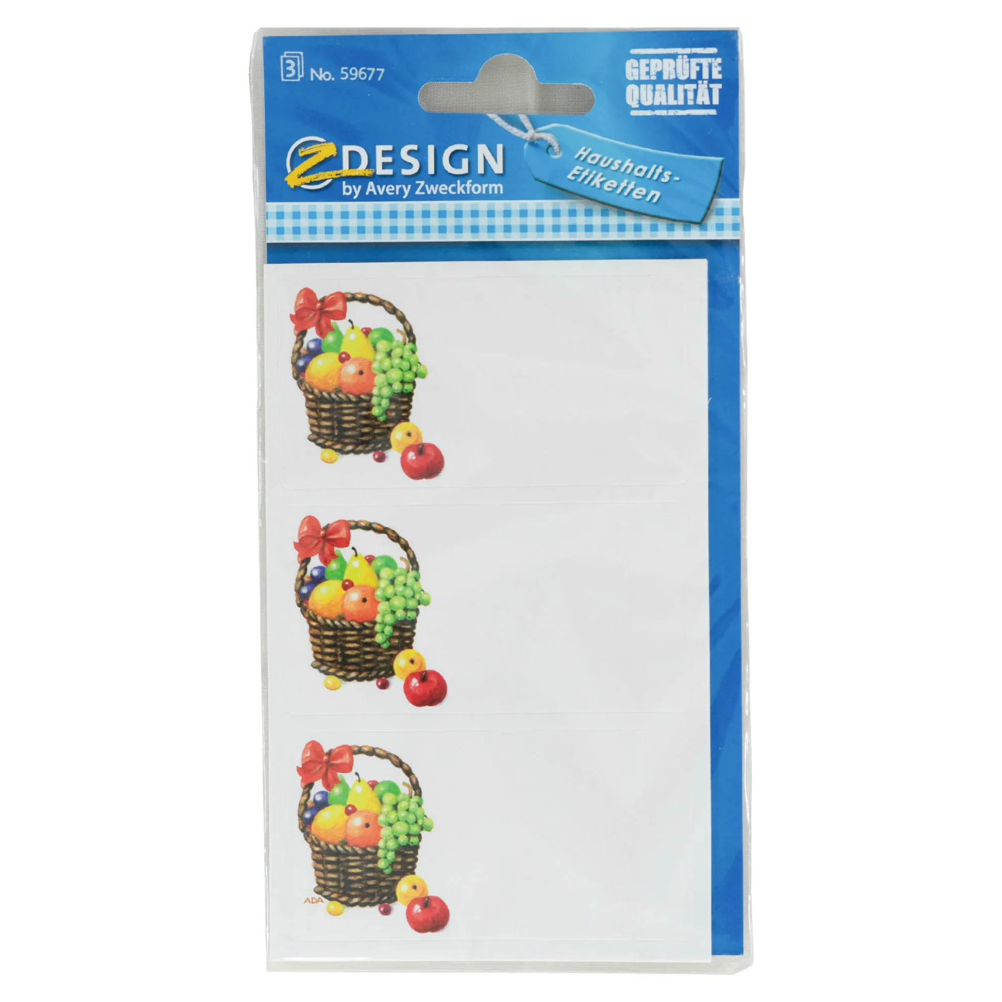 Zweckform Etichette 'Cesto di frutta', rettangolari, carta, multicolore